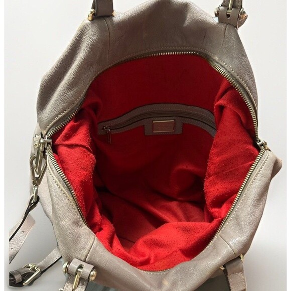 Cromia Purse Bag Hobo Beige Tassel Logo Strap Handles Goat Skin Italy - Picture 10 of 13